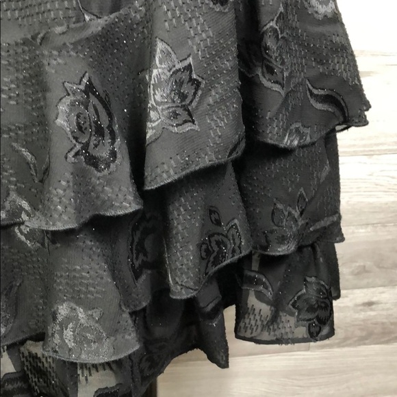 Cooper & Ella Phoebe Ruffled Black Dress Womens XS Short Sleeve Midi - Picture 14 of 16